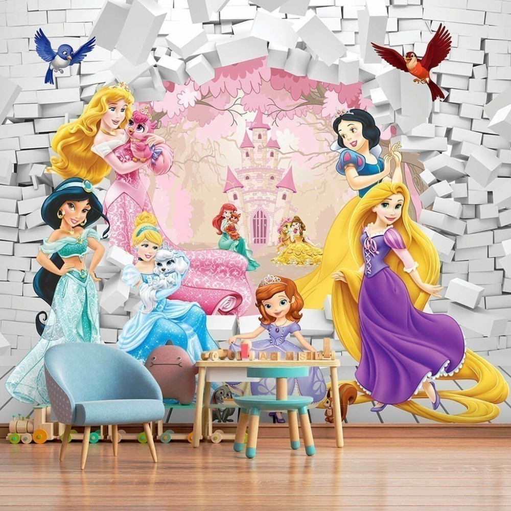Papel de Parede Personalizado Princesas Buraco 3D