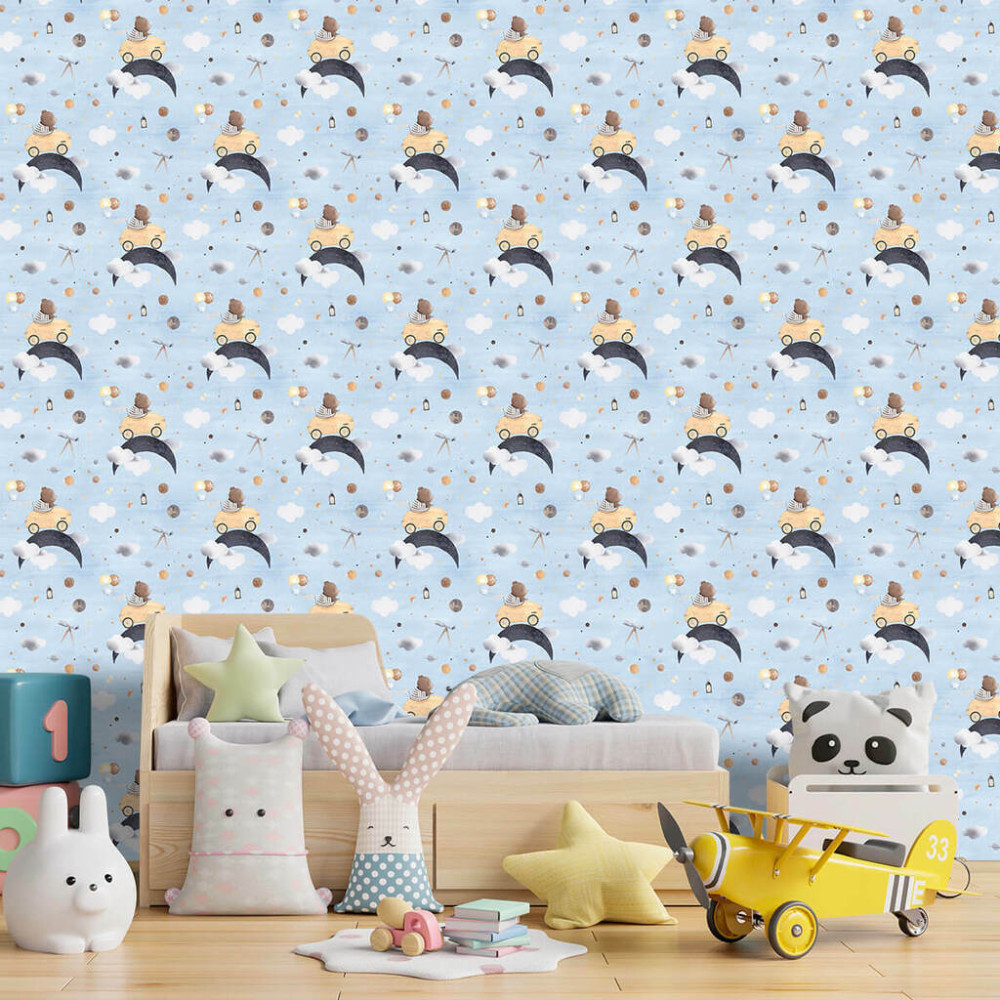 Papel de Parede Baby Viagem Lunar Papel de Parede Baby Viagem Lunar