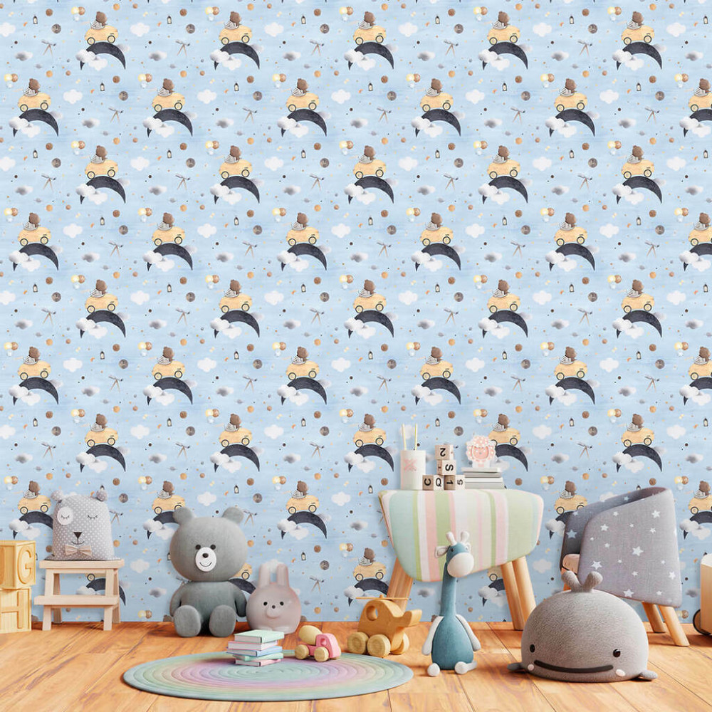 Papel de Parede Baby Viagem Lunar Papel de Parede Baby Viagem Lunar