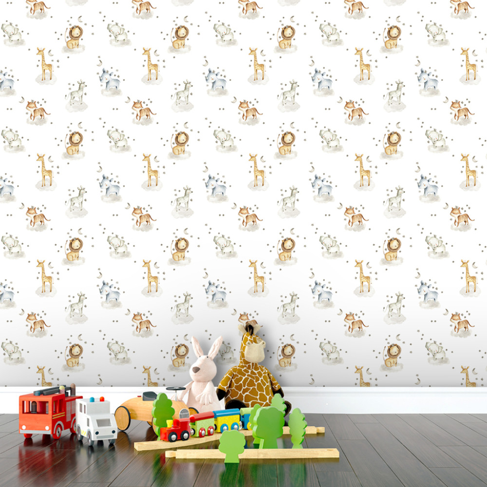 Papel de Parede Baby Noite Estrelada dos Animais Papel de Parede Baby Noite Estrelada dos Animais