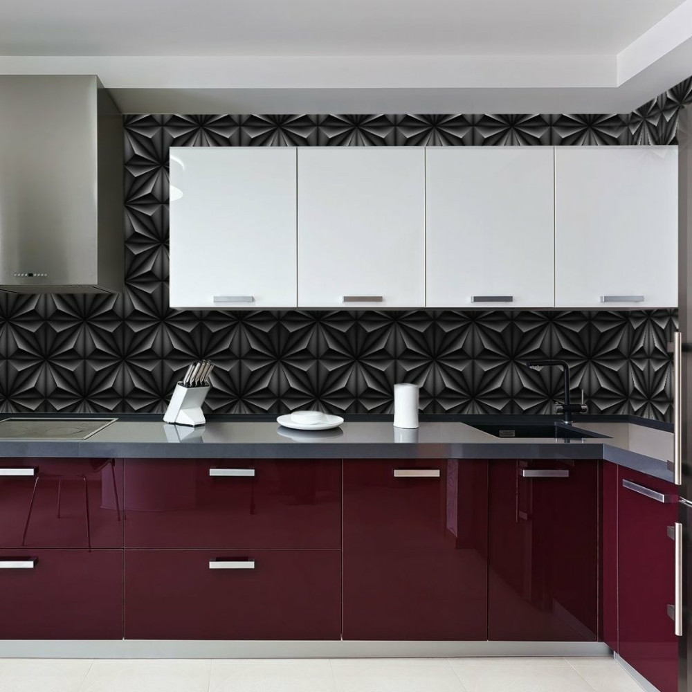 Papel de Parede 3D Geométrico Pérola Negra