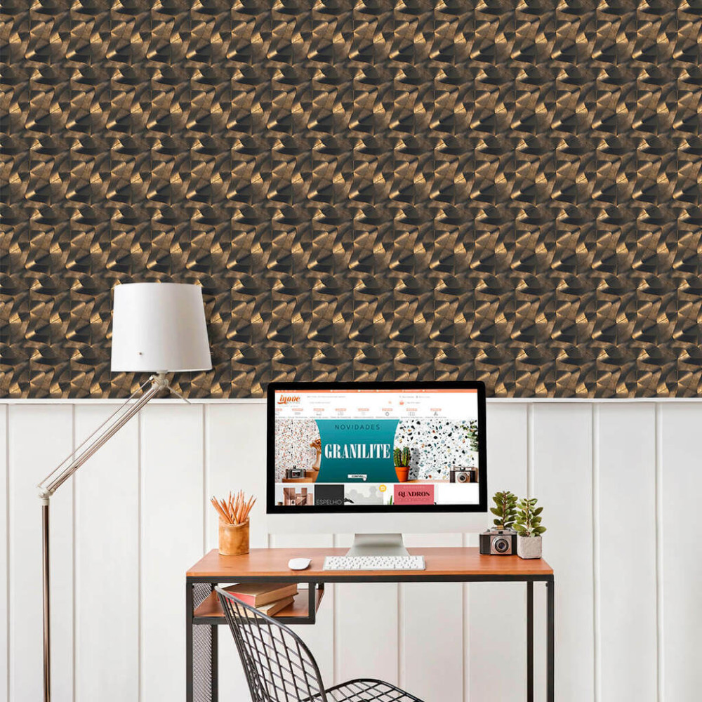 Papel de Parede Geométrico Reflexo Metálico Papel de Parede Geométrico Reflexo Metálico