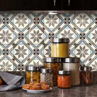 Adesivo de Azulejo Hidráulico Areia Azul e Cinza