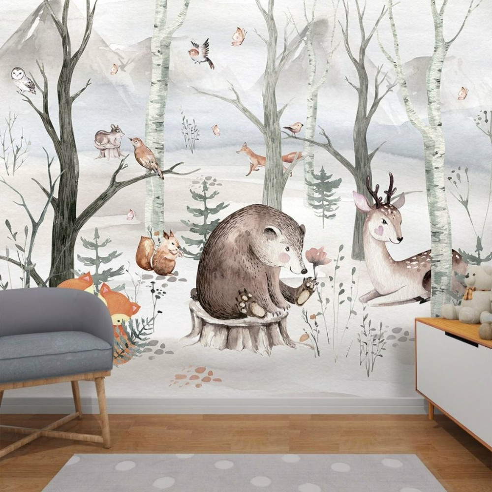 Papel de Parede Personalizado Baby Urso Aquarela