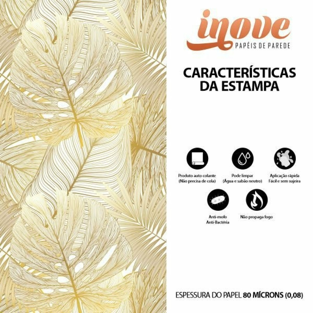 Papel de Parede Natura Costela de Adão Dourado