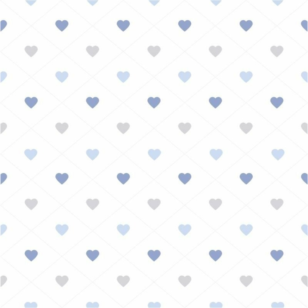 Papel de Parede Infantil Corações em tons de Azul