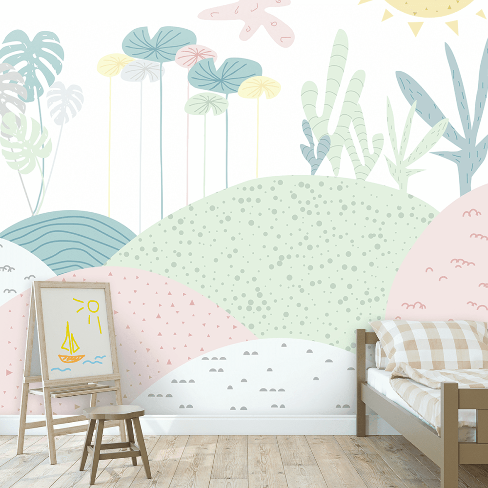 Papel de Parede Personalizado Jardim Secreto em tons Pastéis Papel de Parede Personalizado Jardim Secreto em tons Pastéis