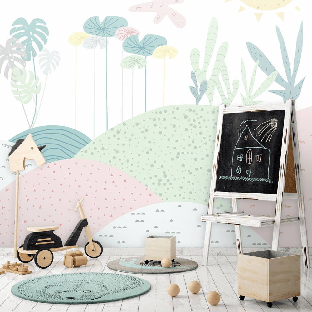 Papel de Parede Personalizado Jardim Secreto em tons Pastéis Papel de Parede Personalizado Jardim Secreto em tons Pastéis