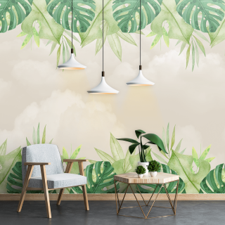 Papel de Parede Personalizado Folhas Tropicais