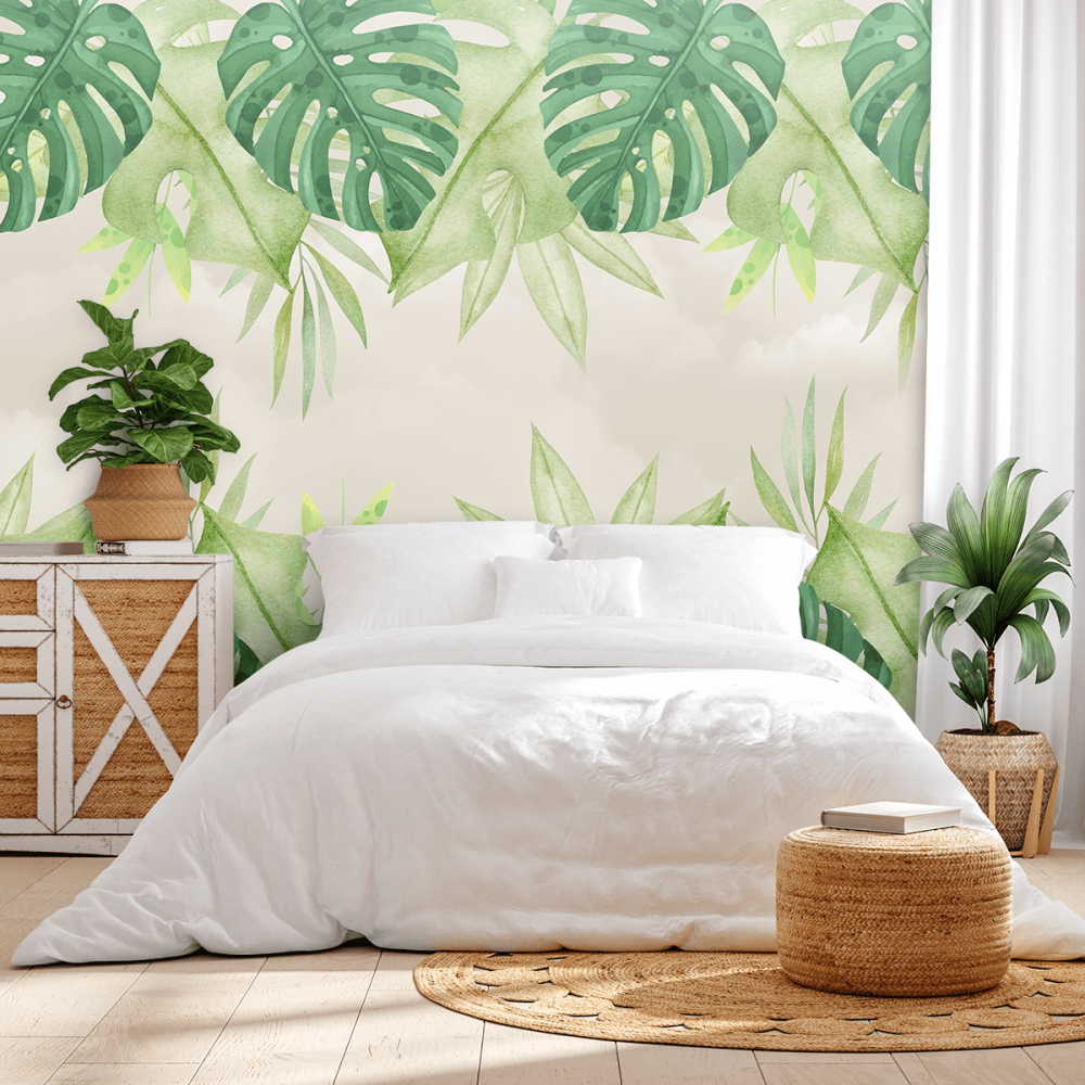 Papel de Parede Personalizado Folhas Tropicais