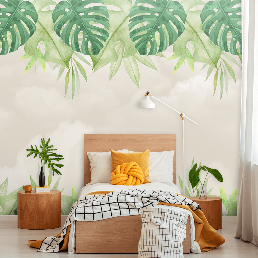 Papel de Parede Personalizado Folhas Tropicais