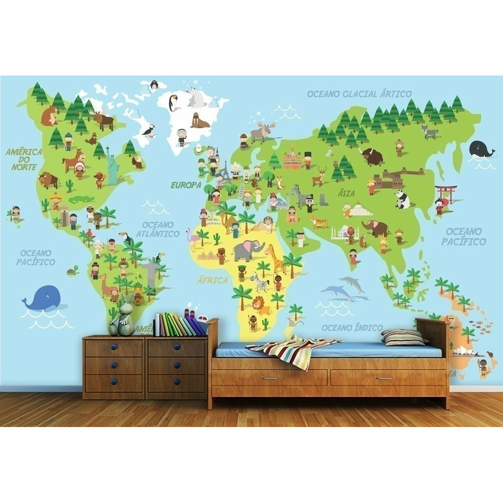 Papel de Parede Personalizado Mapa Colorido