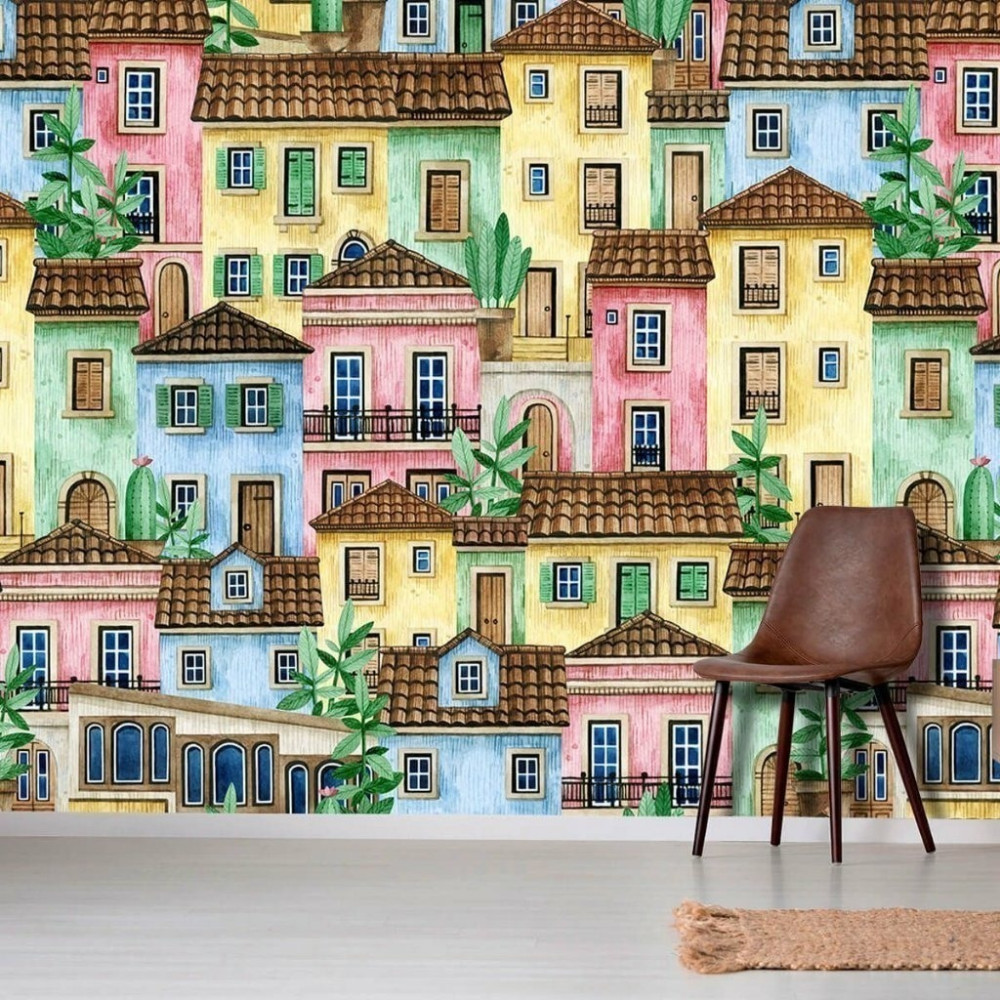 Papel de Parede Personalizado Casinhas