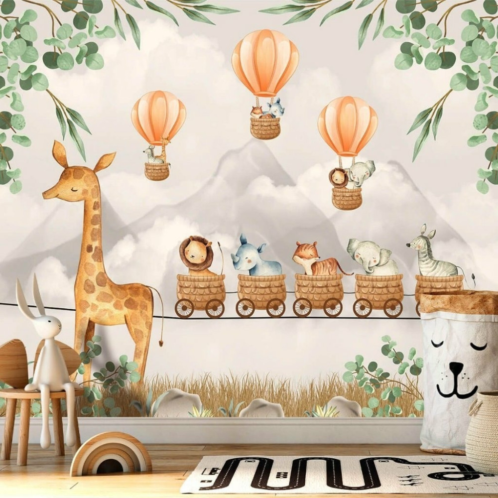 Papel De Parede Personalizado Passeio Encantado Amiguinhos Safári