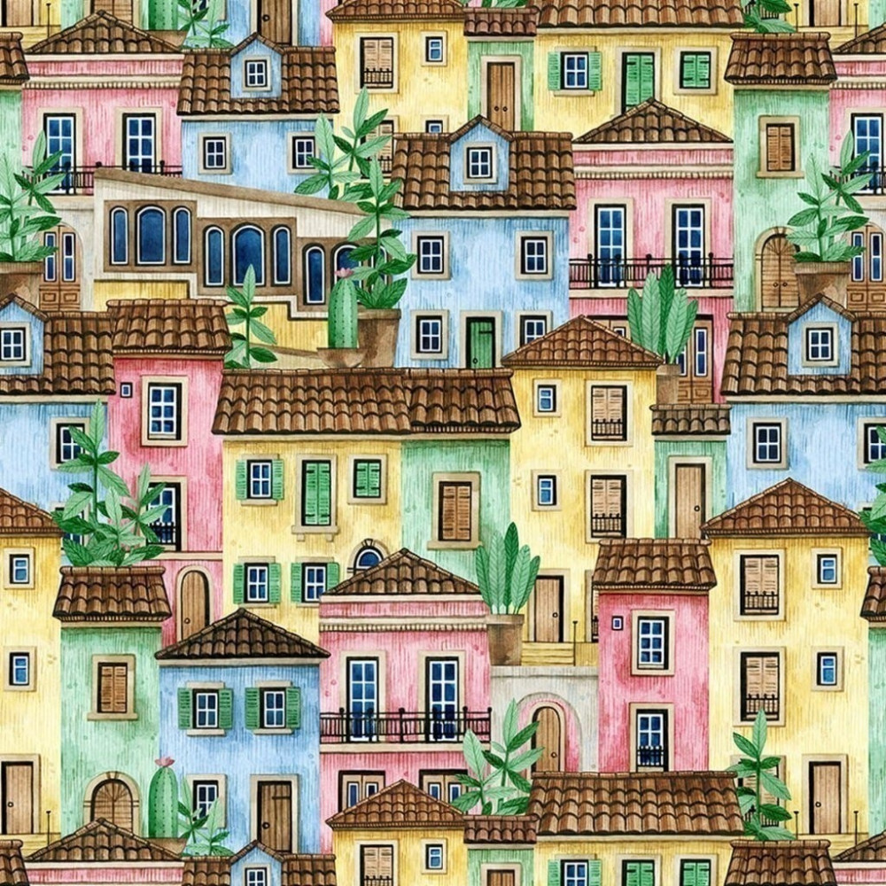 Papel de Parede Personalizado Casinhas