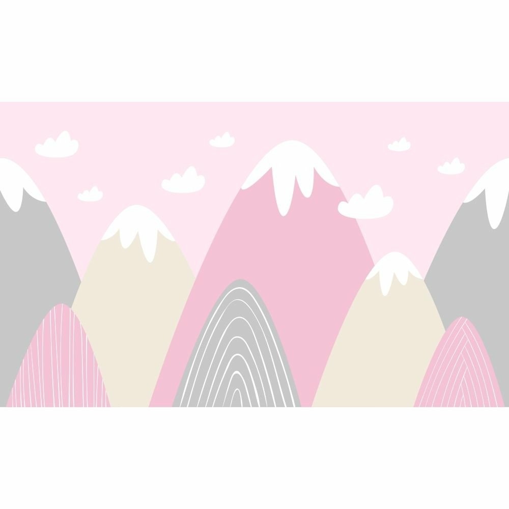 Papel de Parede Personalizado Montanhas em Rosa