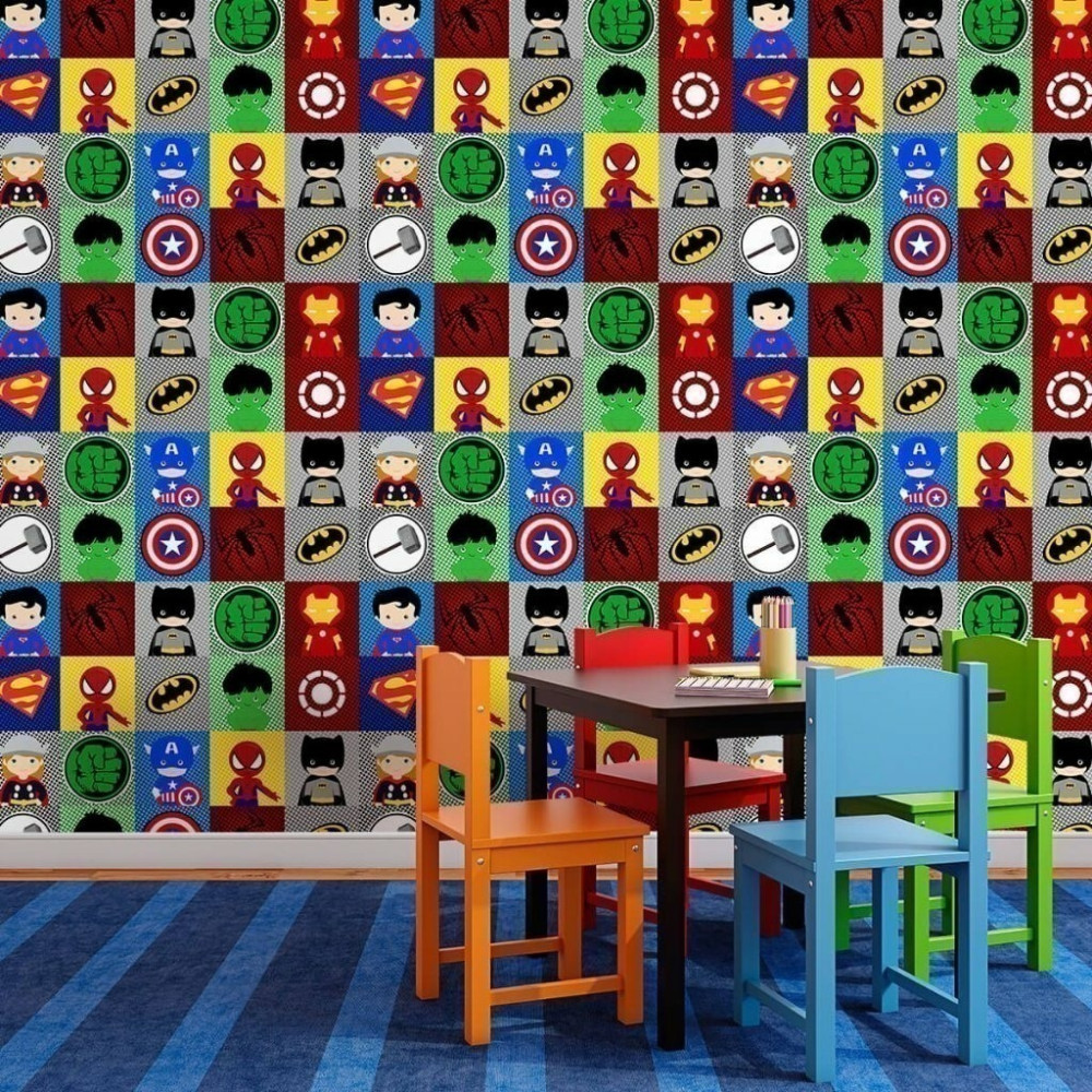 Papel De Parede Personalizado Heróis Baby Cute