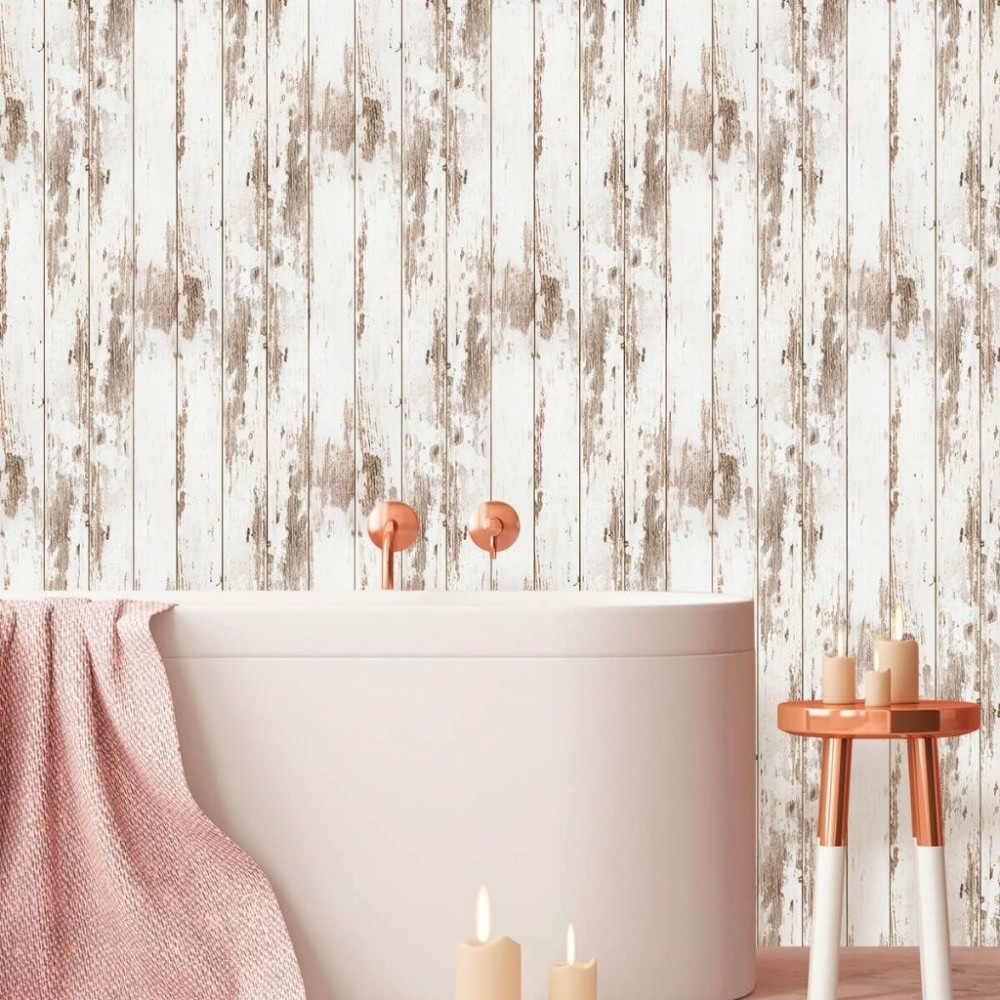 Papel de Parede Madeira Branca Rústica