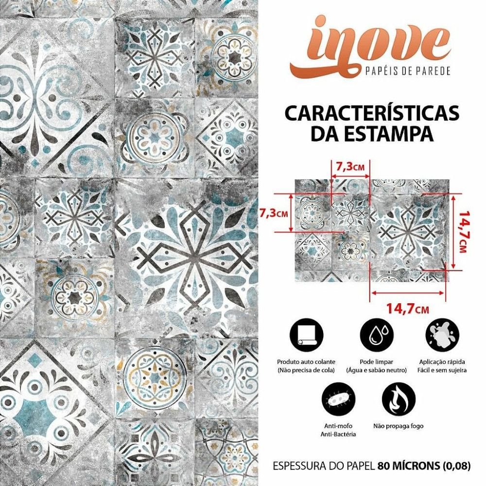 Adesivo de Azulejo Hidráulico Cerâmica Envelhecida