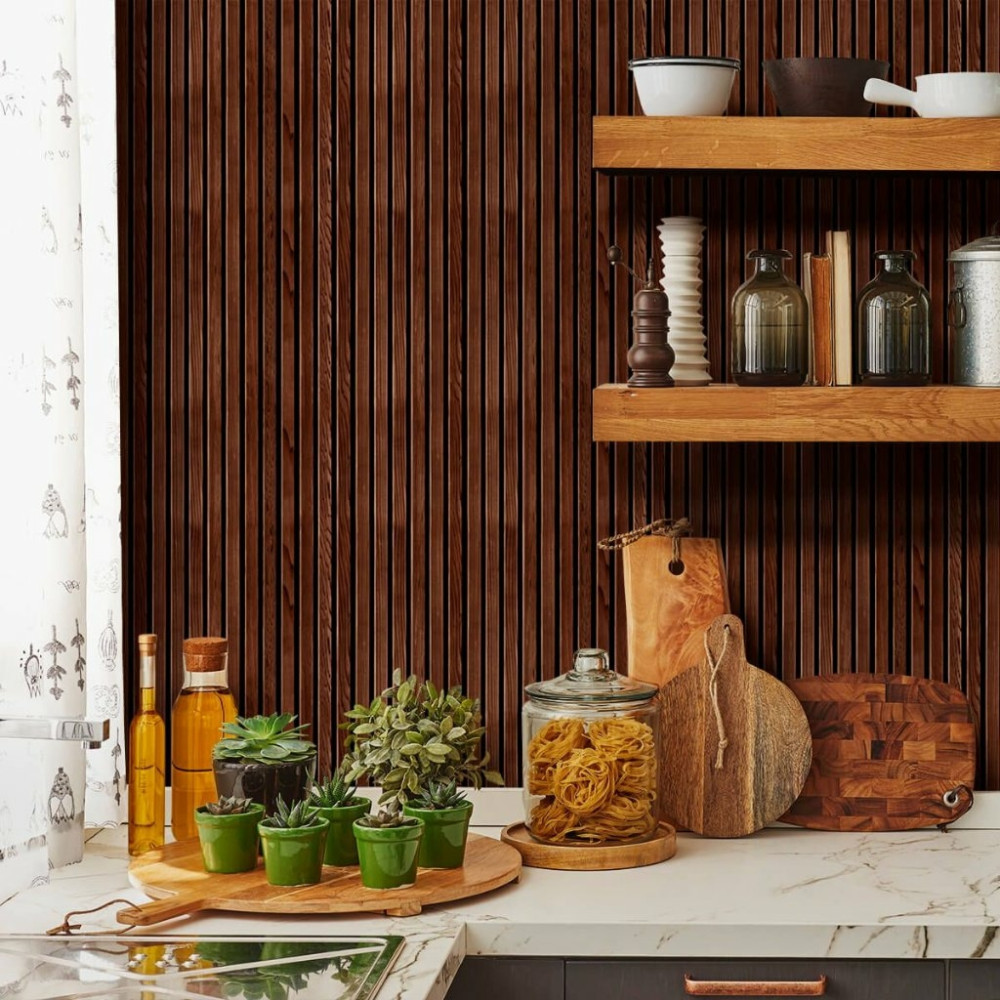 Papel de Parede Madeira Ripada Cacau