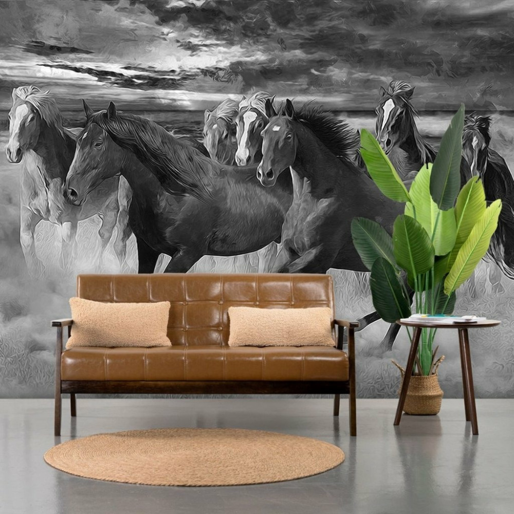 Papel De Parede Personalizado Cavalos P&B Papel De Parede Personalizado Cavalos P&B