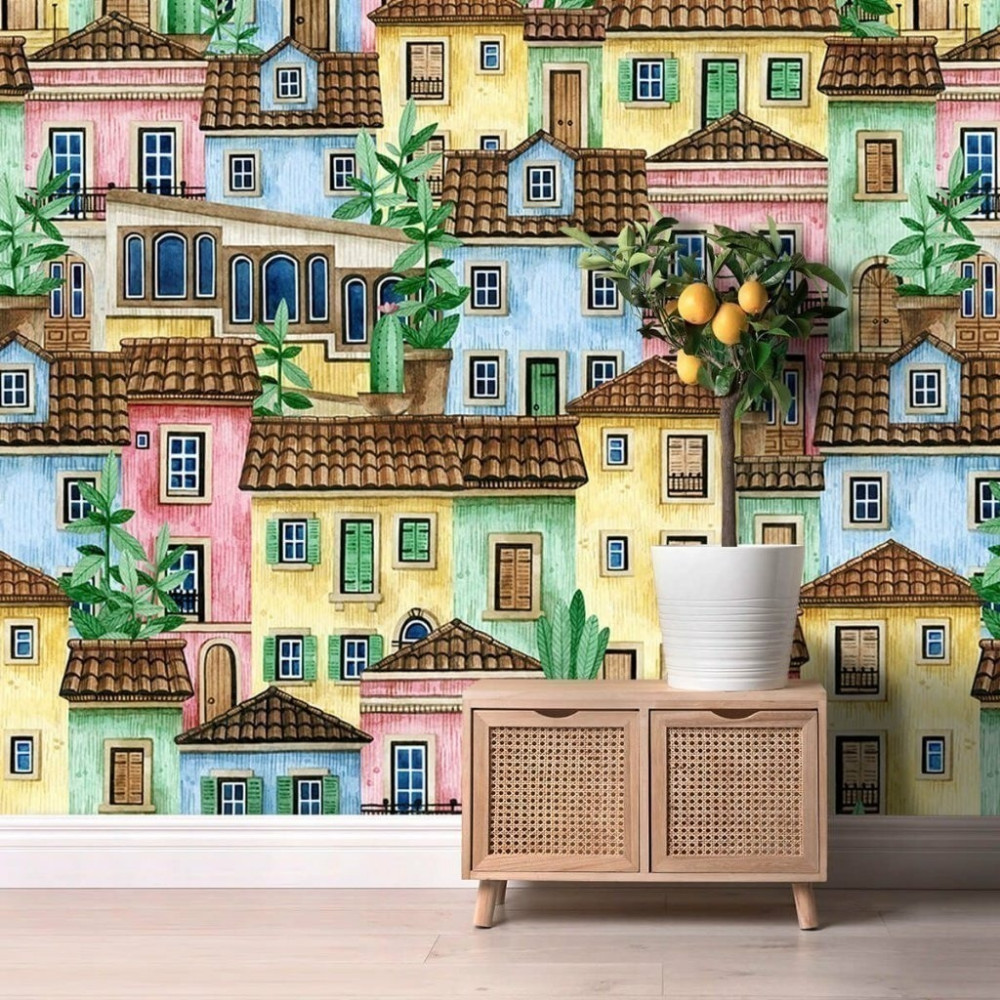Papel de Parede Personalizado Casinhas
