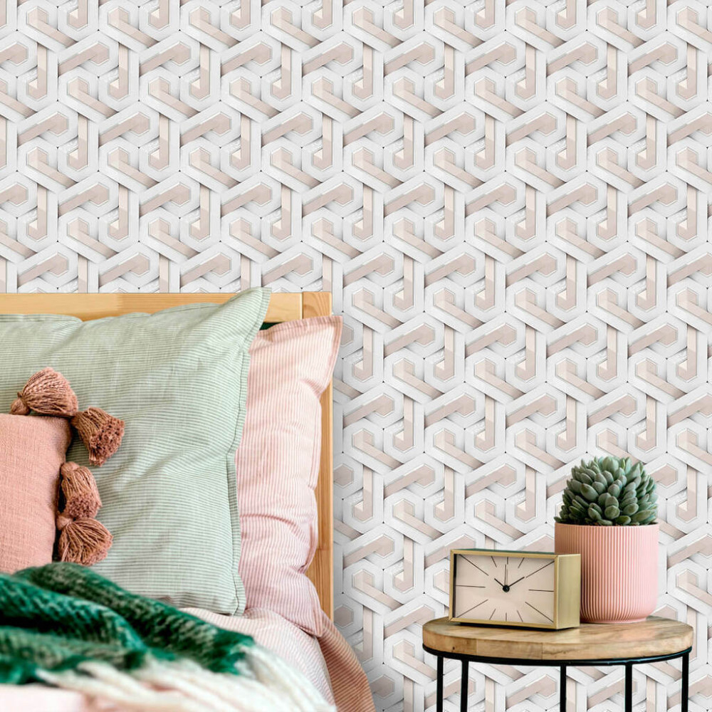 Papel de Parede Geométrico Padrão de Cubos Papel de Parede Geométrico Padrão de Cubos