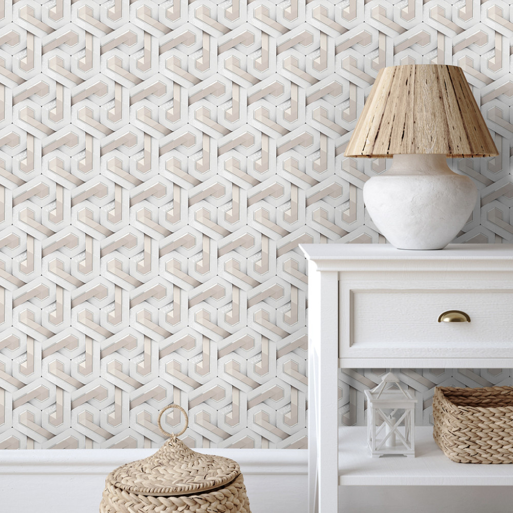 Papel de Parede Geométrico Padrão de Cubos Papel de Parede Geométrico Padrão de Cubos