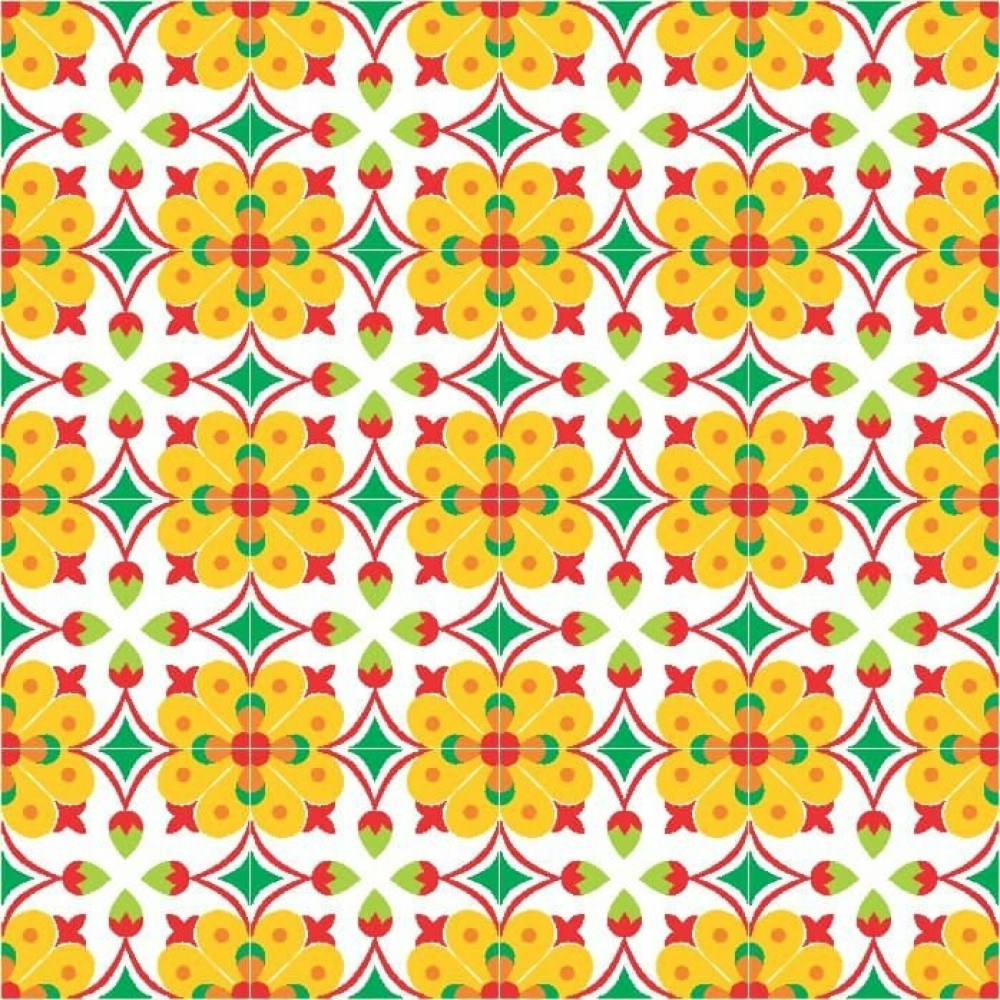 Papel de Parede Azulejo Floral