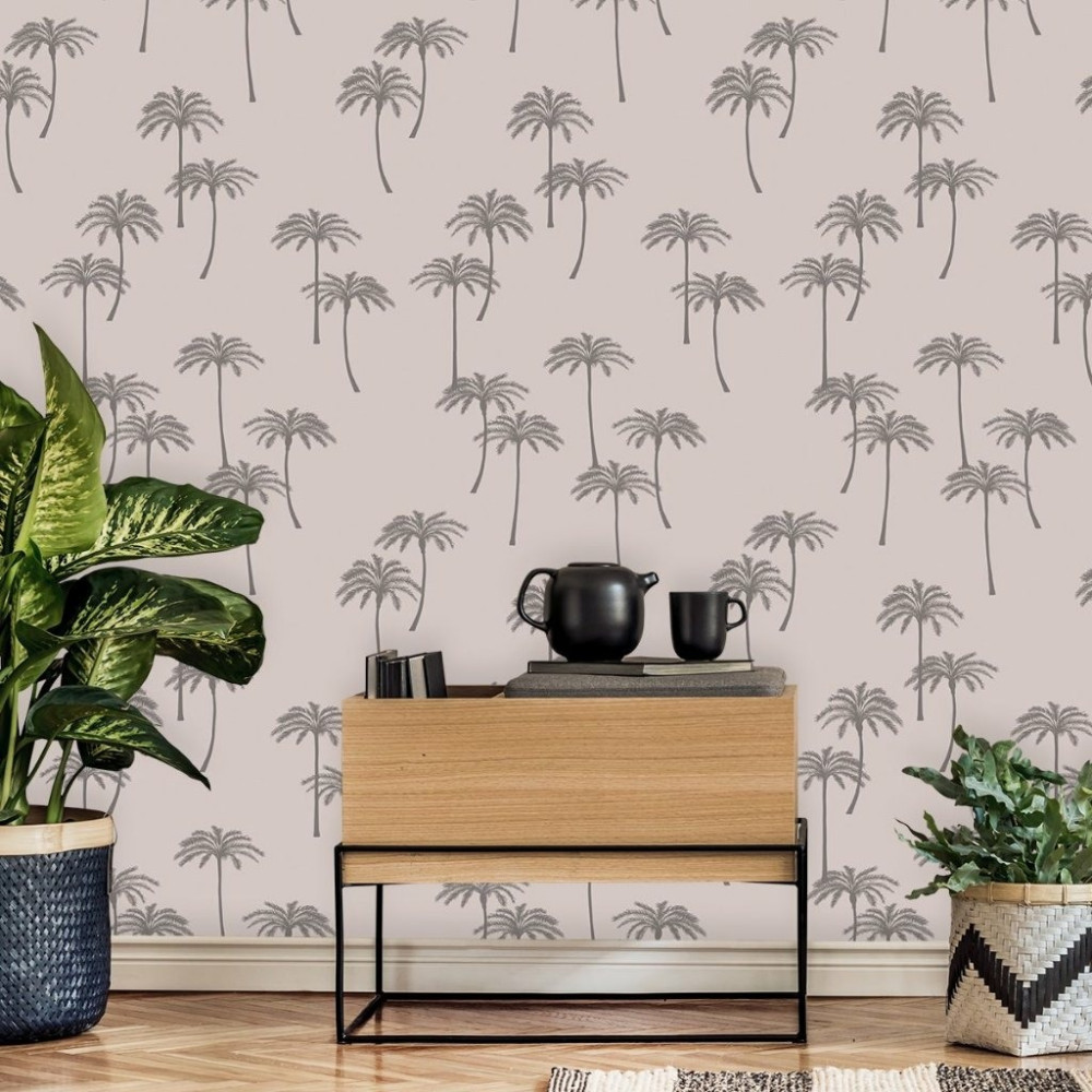 Papel De Parede Personalizado Tropical Coqueiros Brown