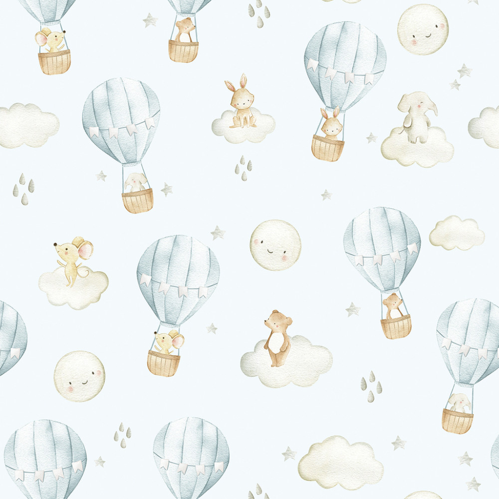 Papel de Parede Baby Balões Safari Blue
