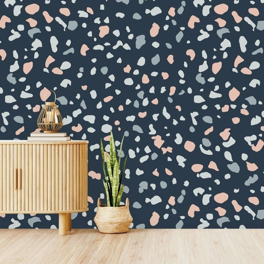 Papel De Parede Personalizado Granilite Fundo Azul Escuro