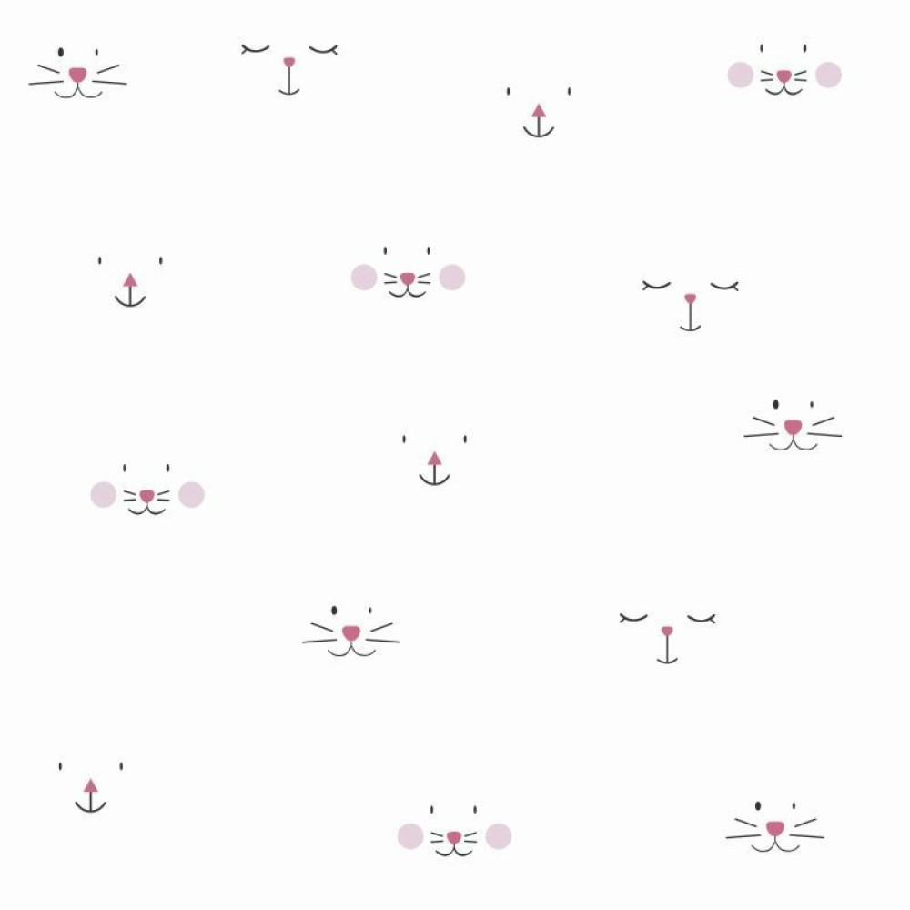Papel de Parede Gatinhas Amigas Rosa