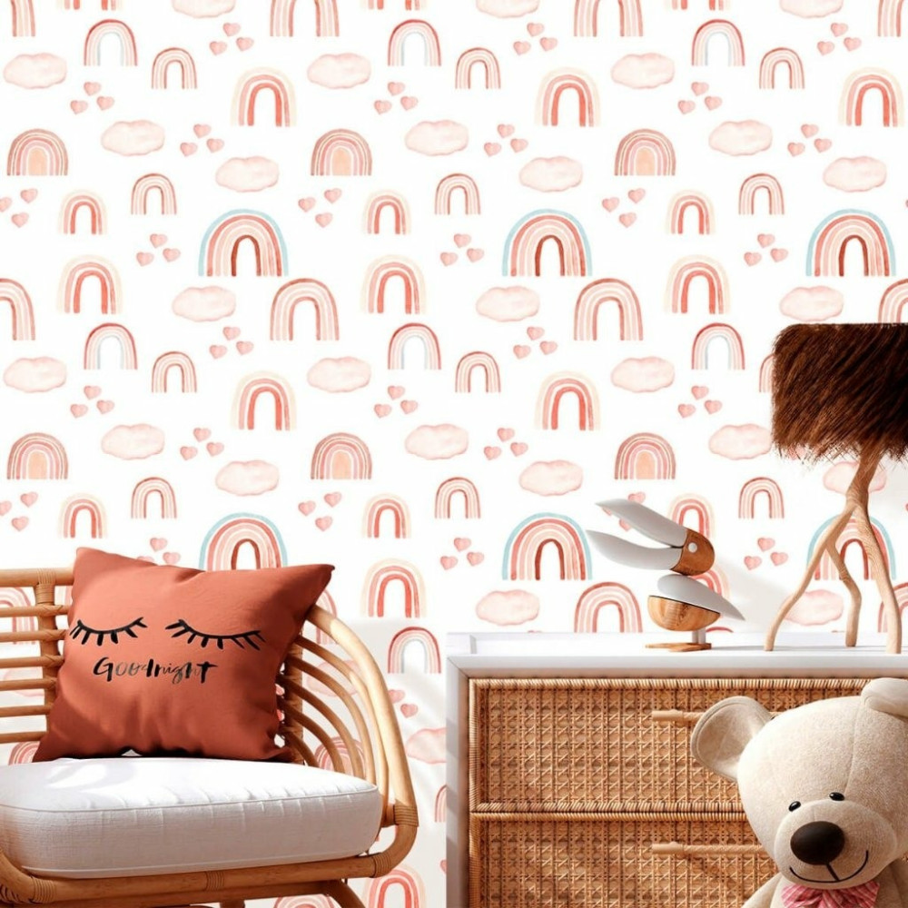 Papel de Parede Baby Arco Íris Aquarela