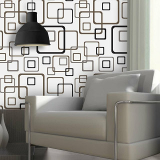 Papel de Parede Geométrico Cinza, Preto e Marrom