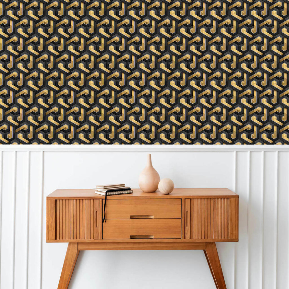 Papel de Parede Geométrico Design Gold