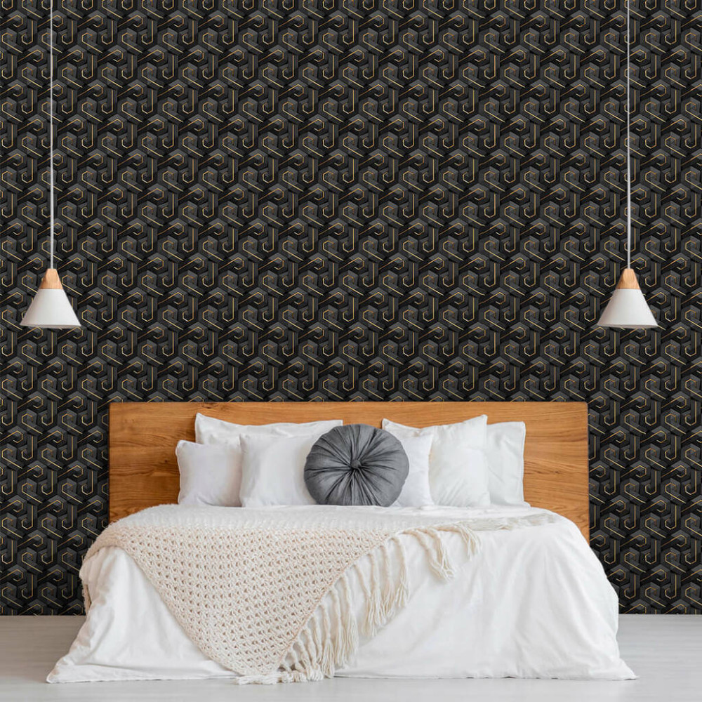 Papel de Parede Geométrico Black Elegante Papel de Parede Geométrico Black Elegante