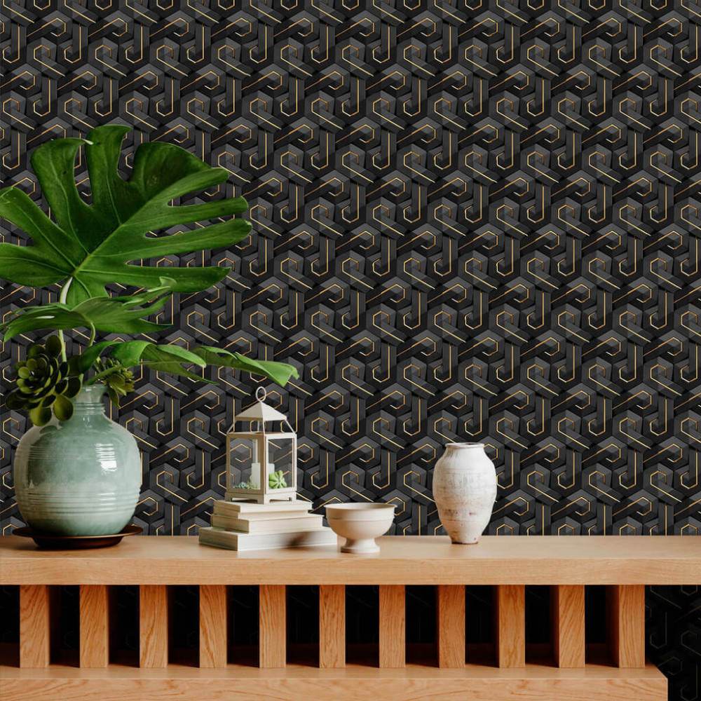 Papel de Parede Geométrico Black Elegante Papel de Parede Geométrico Black Elegante