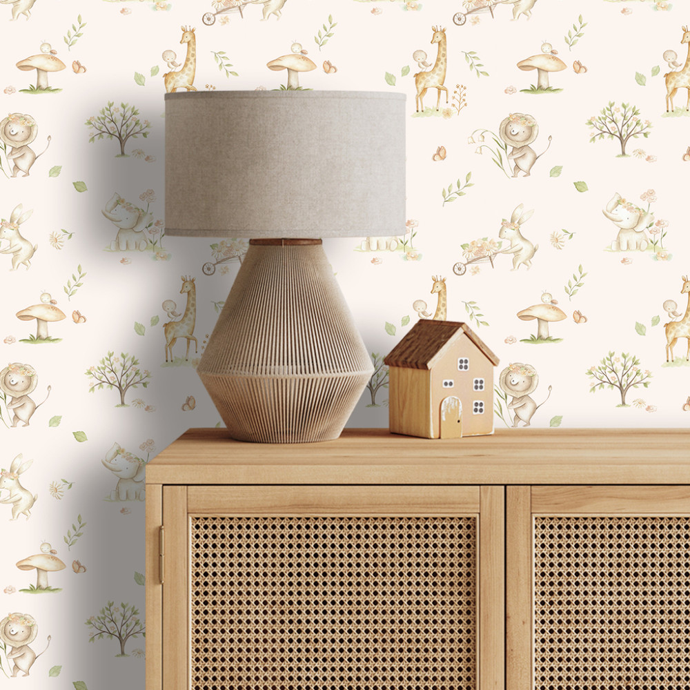 Papel de Parede Baby Animais Fofos Safari