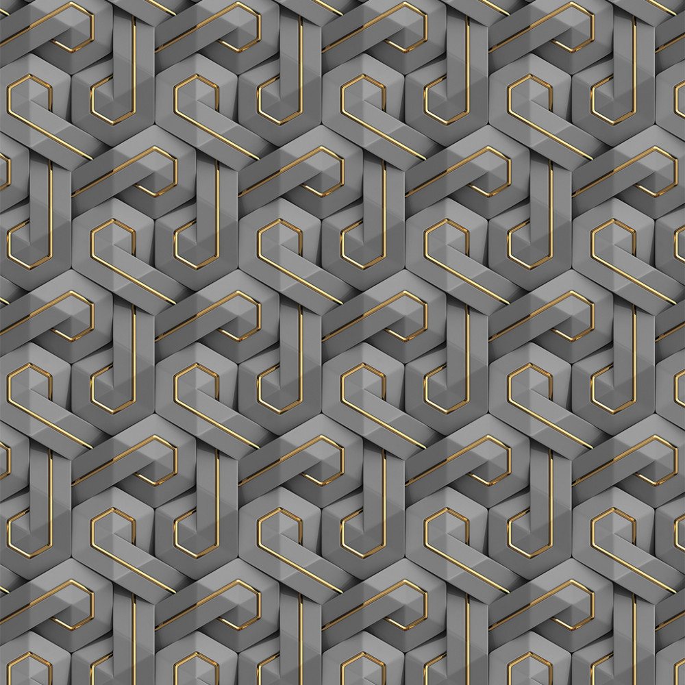 Papel de Parede Geométrico Gold Gray