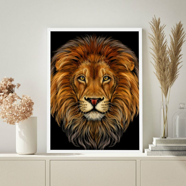 Quadro Decorativo Leão Realista