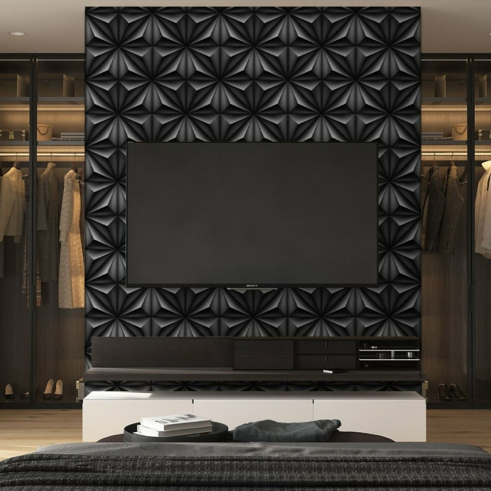 Papel de Parede 3D Geométrico Pérola Negra