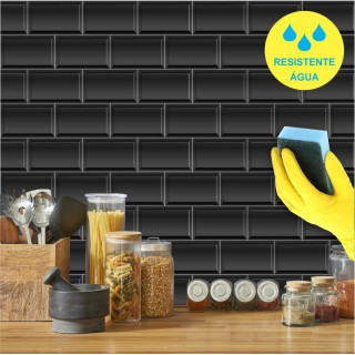 Revestimento de Azulejo Lavável Metrô Preto