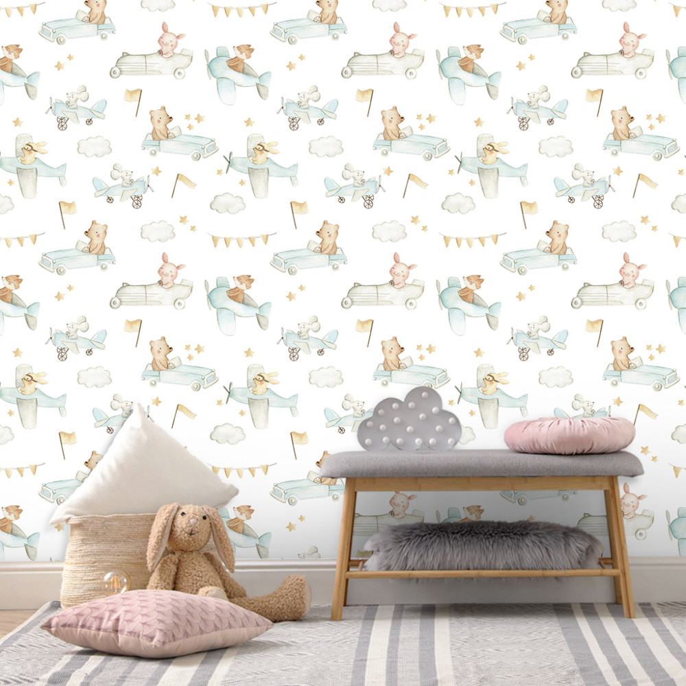 Papel de Parede Baby Desfile dos Bichos Papel de Parede Baby Desfile dos Bichos