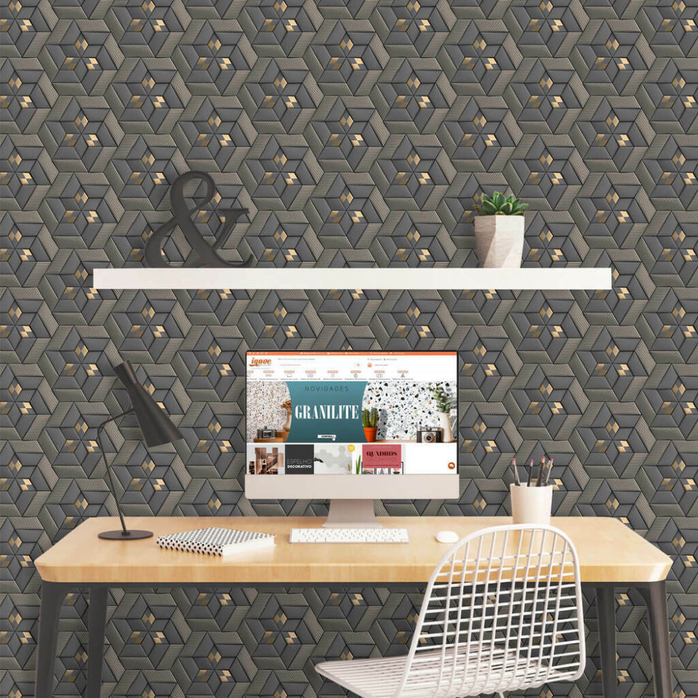 Papel de Parede Geométrico New Gold