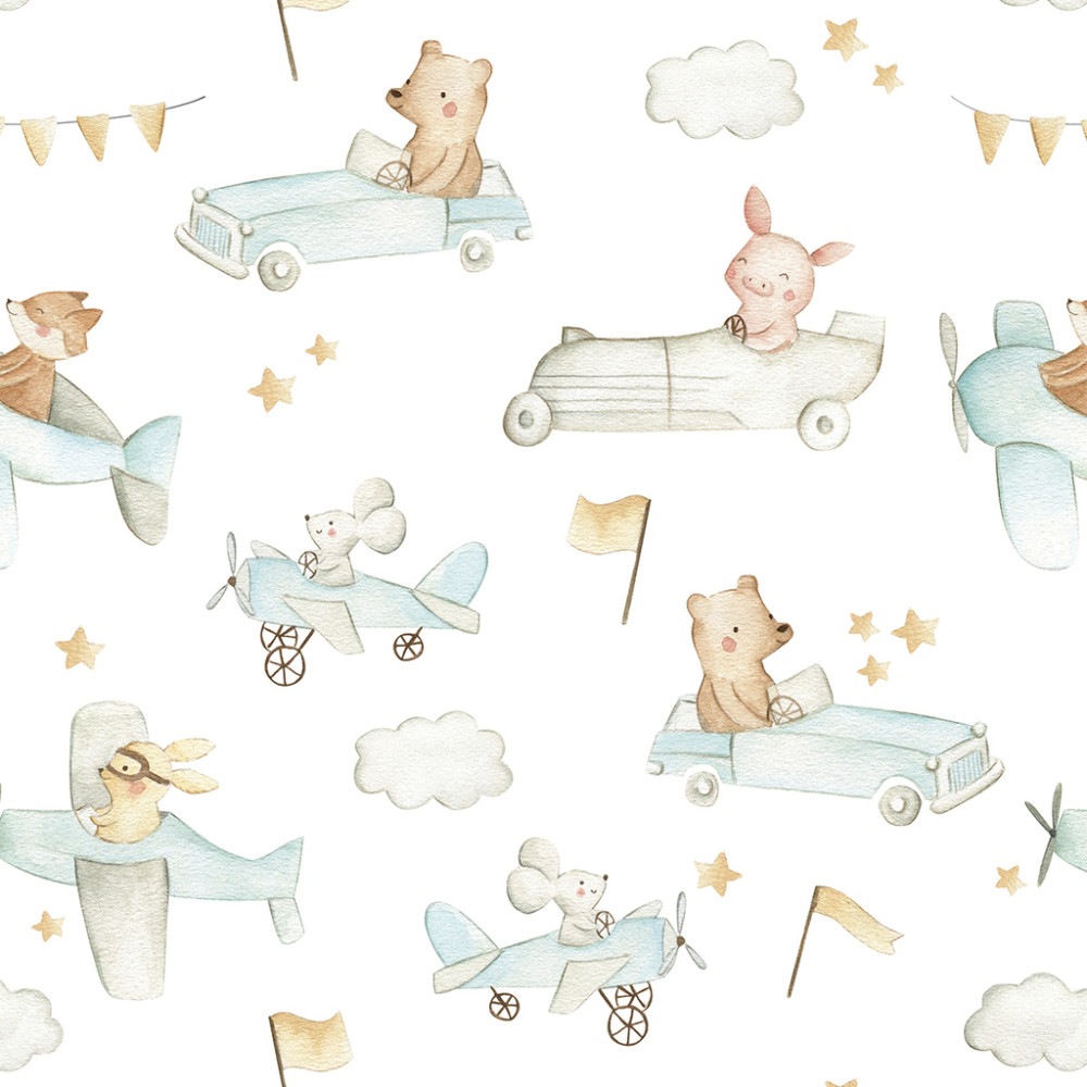 Papel de Parede Baby Desfile dos Bichos Papel de Parede Baby Desfile dos Bichos