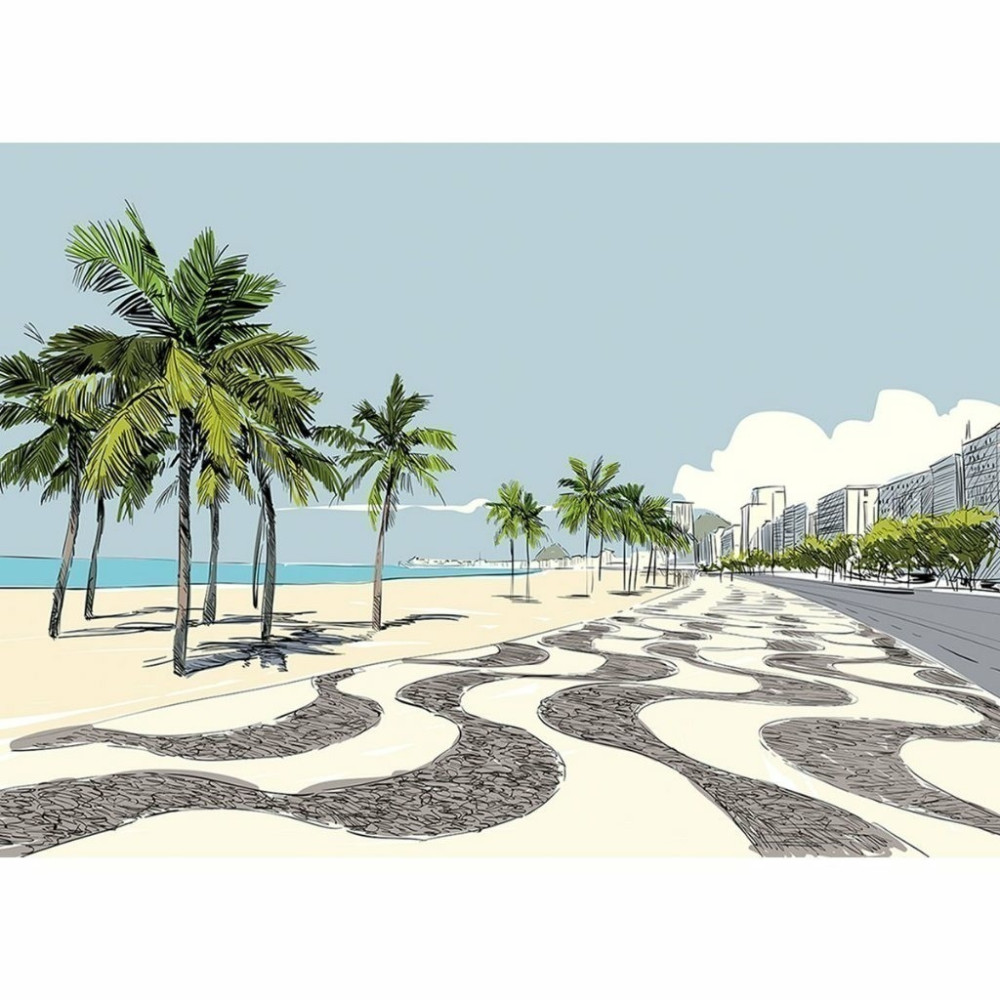 Papel de Parede Personalizado Copacabana Ilustration Papel de Parede Personalizado Copacabana Ilustration