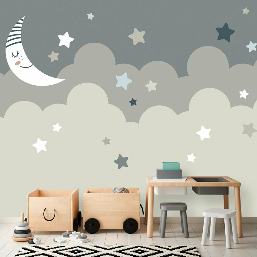 Papel de Parede Personalizado Lua e Estrelas Baby