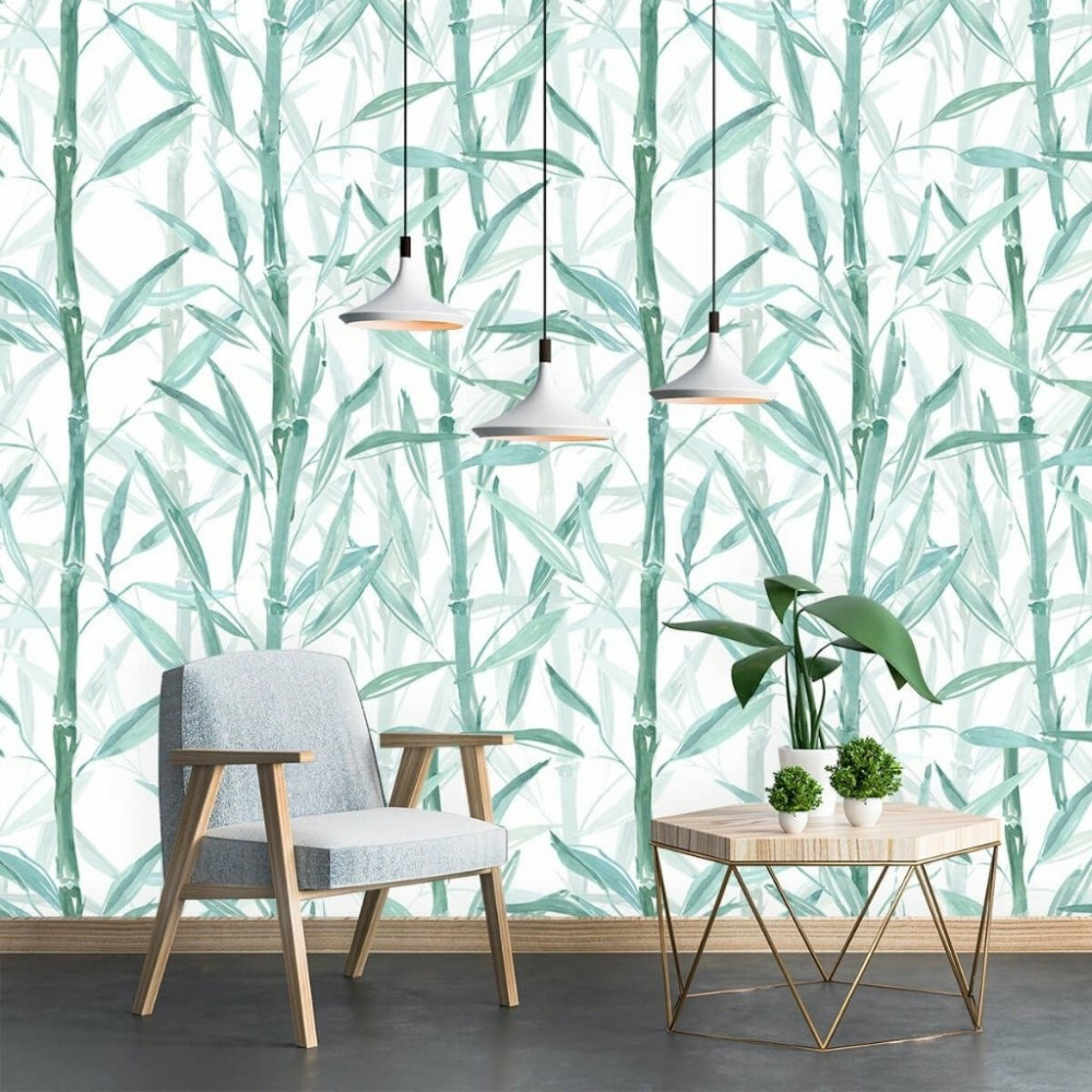 Papel De Parede Personalizado Bambu Aquarela
