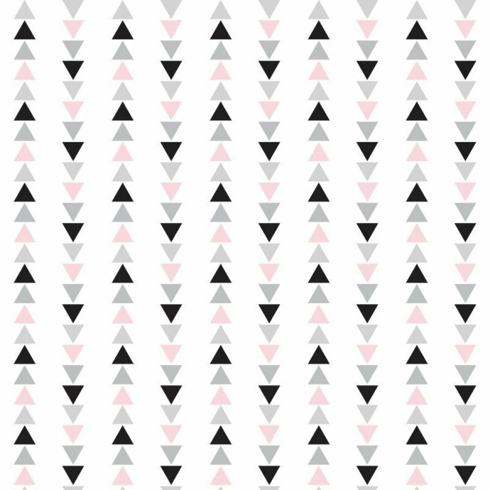 Papel de Parede Geométrico Triângulos Rosa, Cinza e Preto